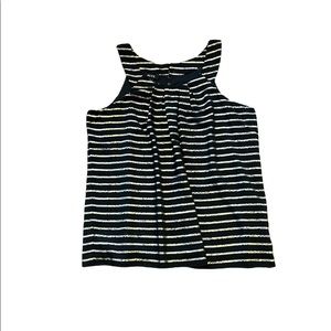 Alex Sleeveless Blouse, Size Large, Black with Gold Stripes